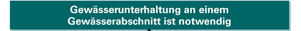 Für eine Förderung nach RZWas muss die Gewässerunterhaltung naturnah erfolgen, z.B. durch eine angepasste Mahd, oder eine ökologische Verbesserung des Gewässerabschnitts bedeuten. Textfeld: Gewässerunterhaltung an einem Gewässerabschnitt ist notwendig.